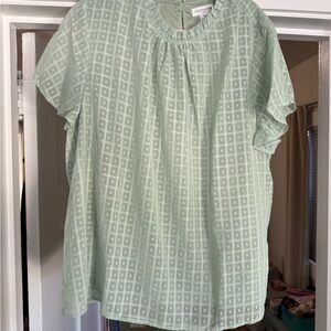 Chic Soul Light Green Patterned Blouse